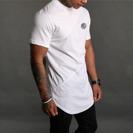 Men Bodybuilding Mesh Short Sleeve T-shirt