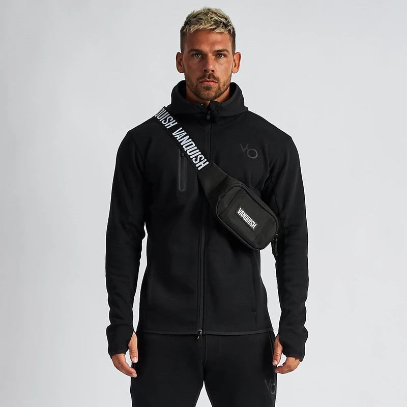 Men's Fitness Sports Suit + Fashion Zipper Hoodie Casual Jacket